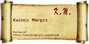 Kaincz Margit névjegykártya